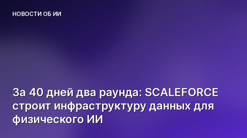 За 40 дней два раунда: SCALEFORCE строит инфраструктуру данных для физического ИИ