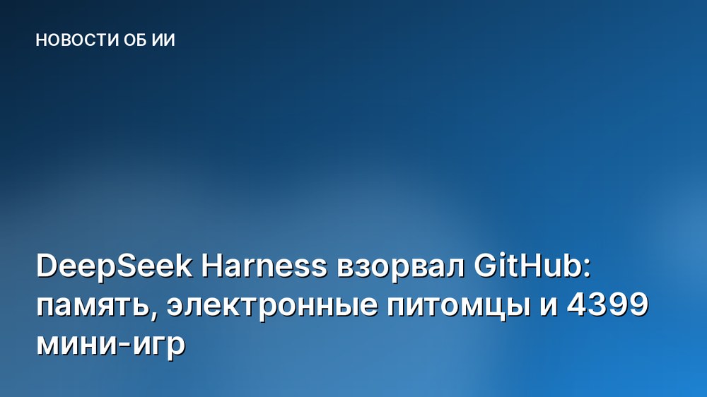 DeepSeek Harness взорвал GitHub: память, электронные питомцы и 4399 мини-игр