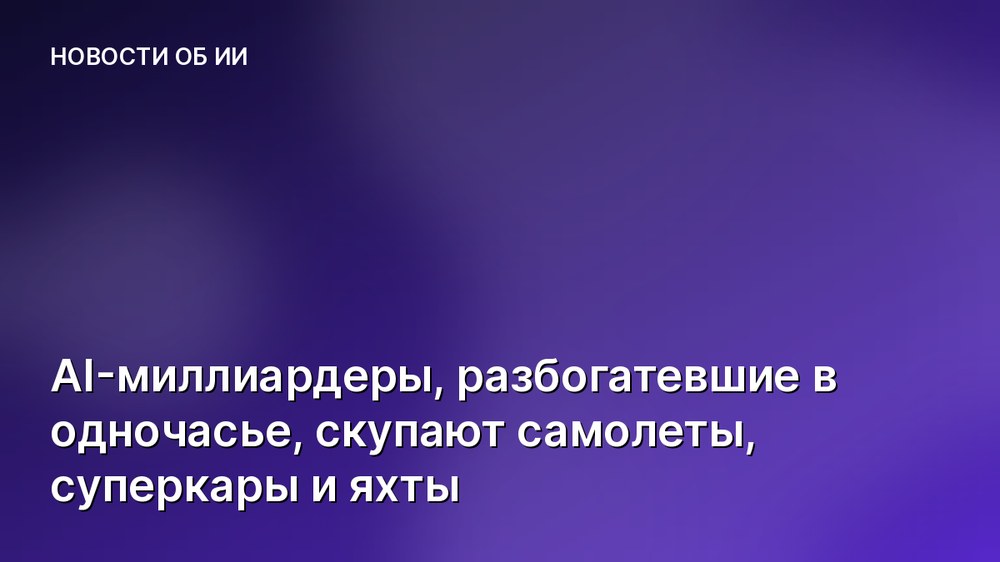 AI-миллиардеры, разбогатевшие в одночасье, скупают самолеты, суперкары и яхты