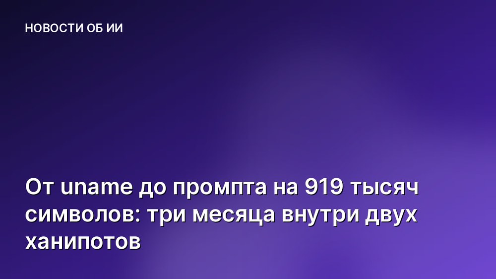 От uname до промпта на 919 тысяч символов: три месяца внутри двух ханипотов
