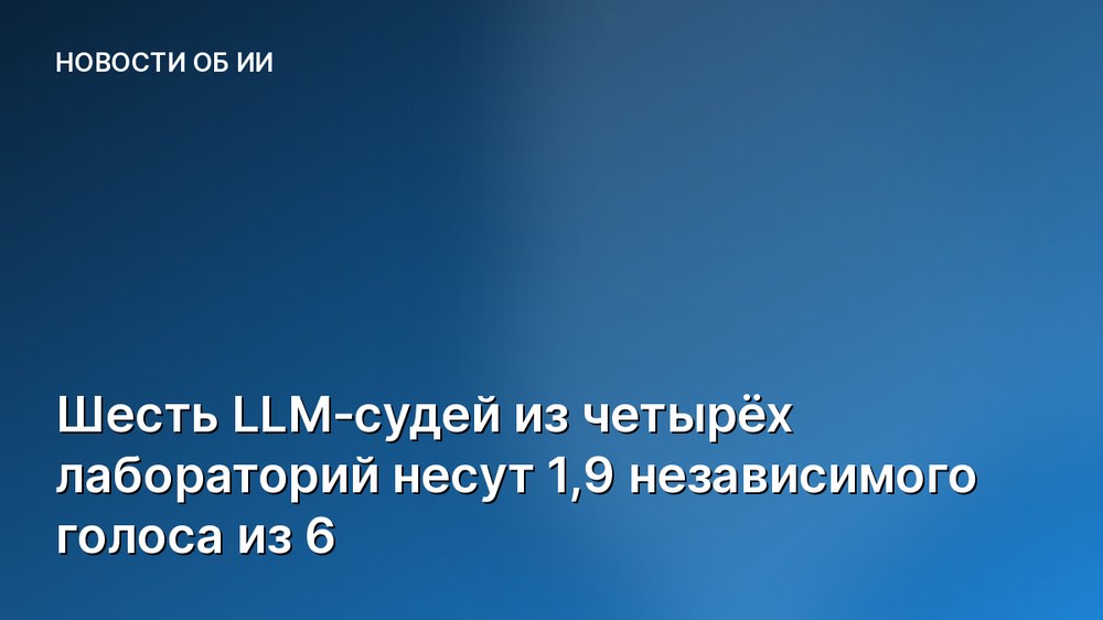 Шесть LLM‑судей из четырёх лабораторий несут 1,9 независимого голоса из 6
