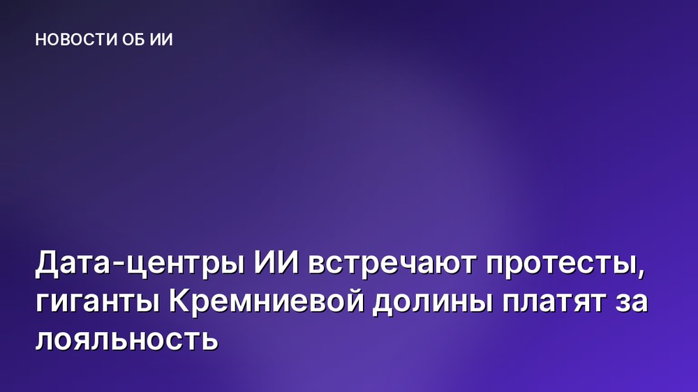 Дата-центры ИИ встречают протесты, гиганты Кремниевой долины платят за лояльность
