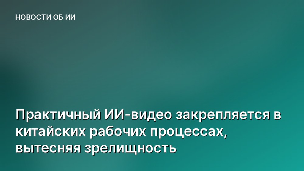Практичный ИИ-видео закрепляется в китайских рабочих процессах, вытесняя зрелищность