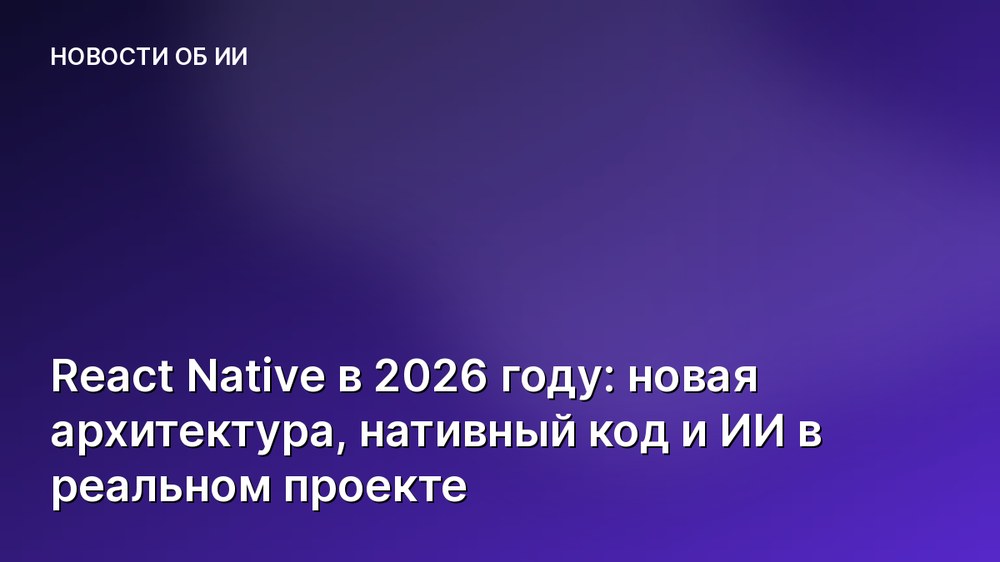 React Native в 2026 году: новая архитектура, нативный код и ИИ в реальном проекте