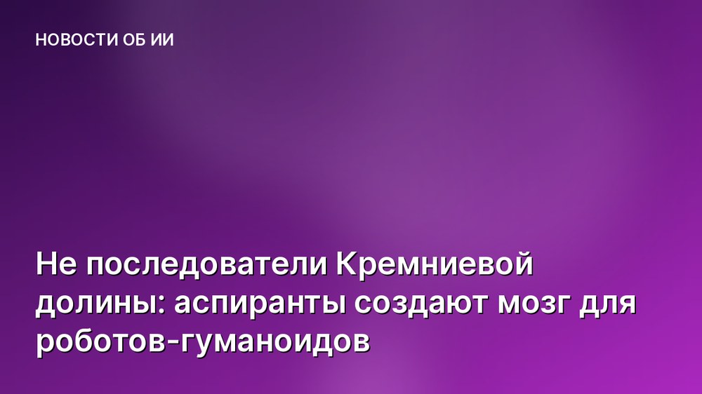 Не последователи Кремниевой долины: аспиранты создают мозг для роботов-гуманоидов