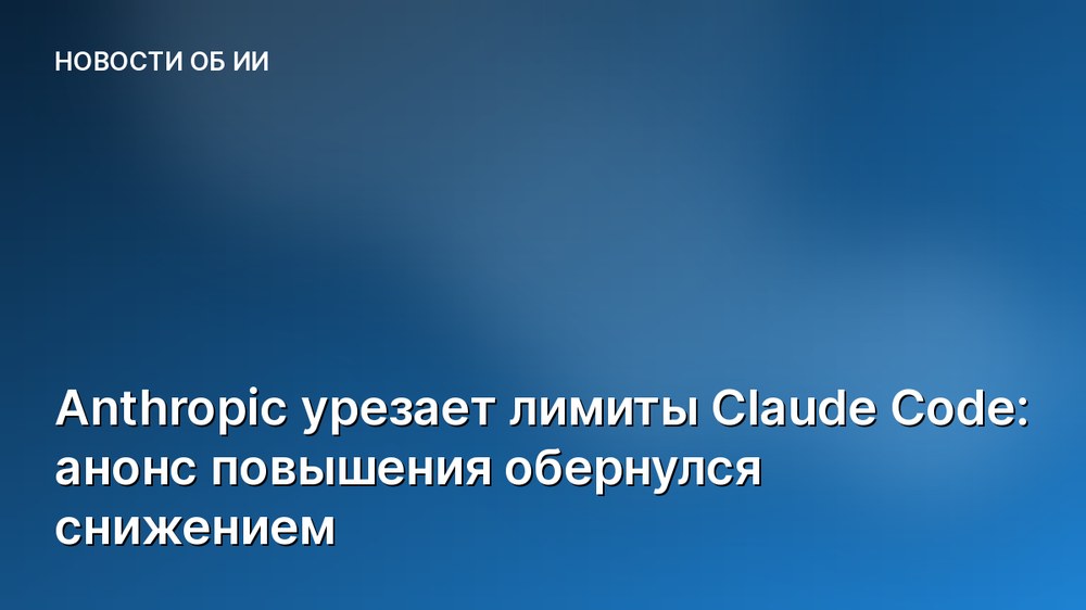 Anthropic урезает лимиты Claude Code: анонс повышения обернулся снижением